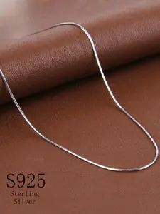 925 Sterling Silver Simple Chain Necklace for Women & Men, Fashion Jewelry for Party, Daily Clothing Decor, Trendy All-match & Exquisite Jewelry for Birthday Gift