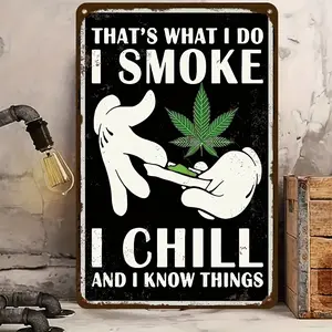 I oke Weed, I Cold Metal Tin Art (8"x12"), Retro Stone Man Room Decor, Authentic Country Man Cave Accent, Durable Bedroom Wall Hanging, Home Bar Decor, Unforgettable 420 Friendly Gift