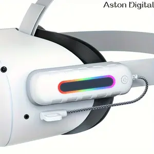 Aston DigitalBattery Pack For Oculus Quest 2 RGB Light 5000mah Battery Pack FoQuest 2/Meta Quest 2 VR Mini Power Bank High Speed VR ExtendBattery Accessories Extra 2H-4H Playtime Wearable Smartphone