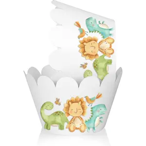 10 Pcs Baby Dino Cupcake Wrappers - Adorable Dinosaur Theme for Kids Parties!