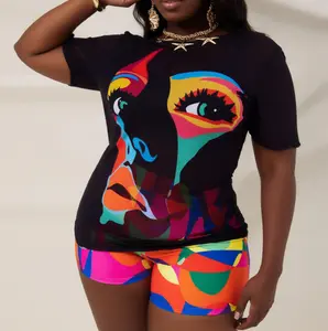 Plus Size Vibrant Abstract Print Separated Swimsuit Bold plus size separated swimsuit with a sheer mesh overlay and matching colorful abstract art print Summer Vibes