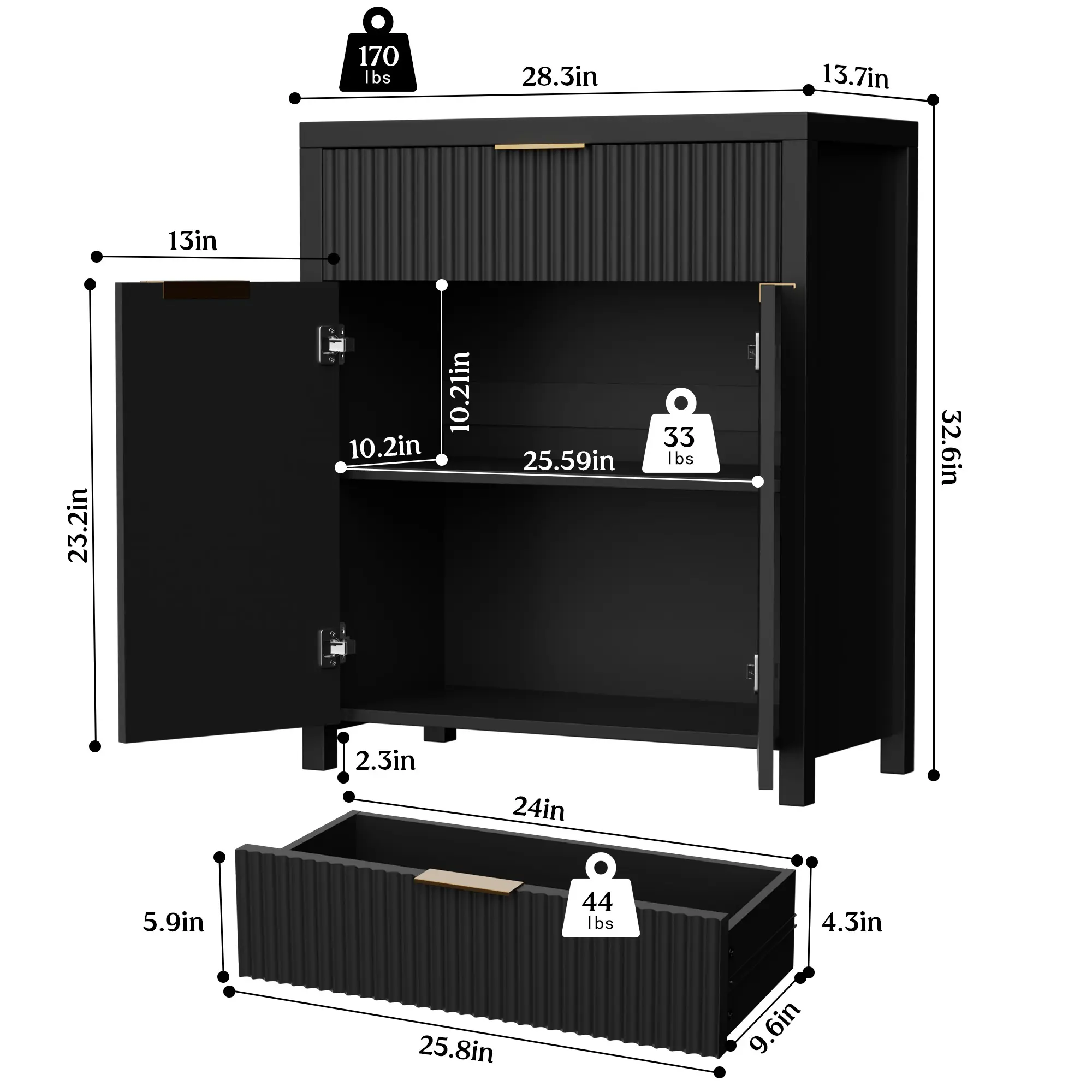 Black (28.3"x 13.7" x 32.6")