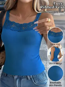 Elegant Lace Shoulder Strap Slimming Vest, Commuter Date Wear, 1 Piece, Perfect for Office and Casual