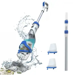 Pool Vacuum for Above Ground Pool with Telescopic Pole - Handheld Design with 18.5 GPM Suction - Cordless Pool Cleaner for Leaves and Debris - Running Time Up to One Hour