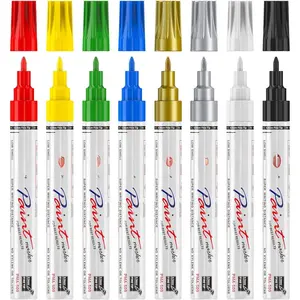 Fine Tip Oil-Based  Marker Pen - 8 Colors 0.9mm Fine Nib Permanent Markers, Quick Dry, , Fade Resistant  Pens for Metal, , Rock, Plastic, Ceramics, Rubber, Glass