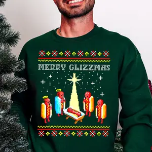 Merry Glizzmas Christmas Sweatershirt - Funny Ugly Christmas Sweater Glizzy Holiday Shirt Gift