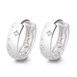 Women's Sterling Silver/Gold Round Earrings