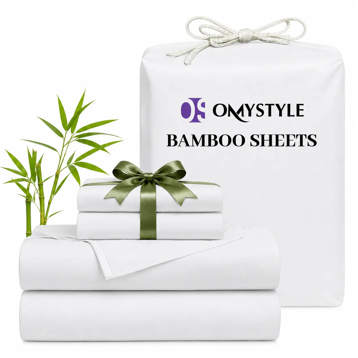 Lavender Bamboo Cooling Sheet Set, Ultra Soft & Breathable, Temperature-Regulating Bedding Set with Fitted Sheet, Flat Sheet & Pillowcases, Wrinkle-Free, Twin/Full/Queen/King, Cooling Bed Sheets