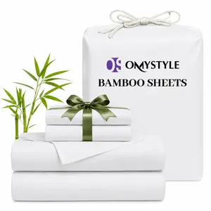 Lavender Bamboo Cooling Sheet Set, Ultra Soft & Breathable, Temperature-Regulating Bedding Set with Fitted Sheet, Flat Sheet & Pillowcases, Wrinkle-Free, Twin/Full/Queen/King, Cooling Bed Sheets