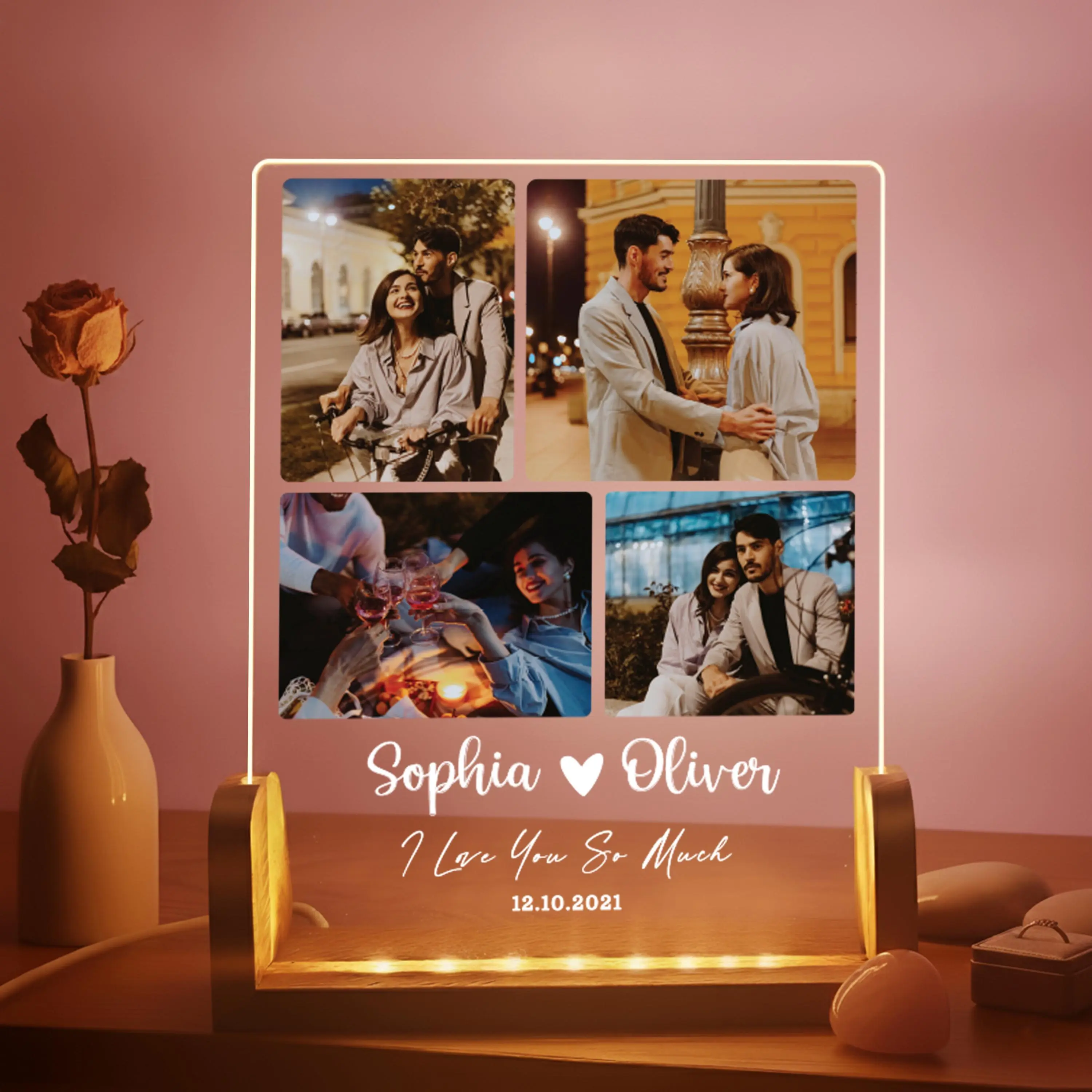 Classic Personalized Photo Collage Acrylic Plaque Frame, Sentimental Boyfriend Gifts, Custom Couple Gift, Unique Gifts for Him, Wedding Gift for Couple, Valentines Day Gift, Anniversary Gifts for Him, Valentines Gift for BF