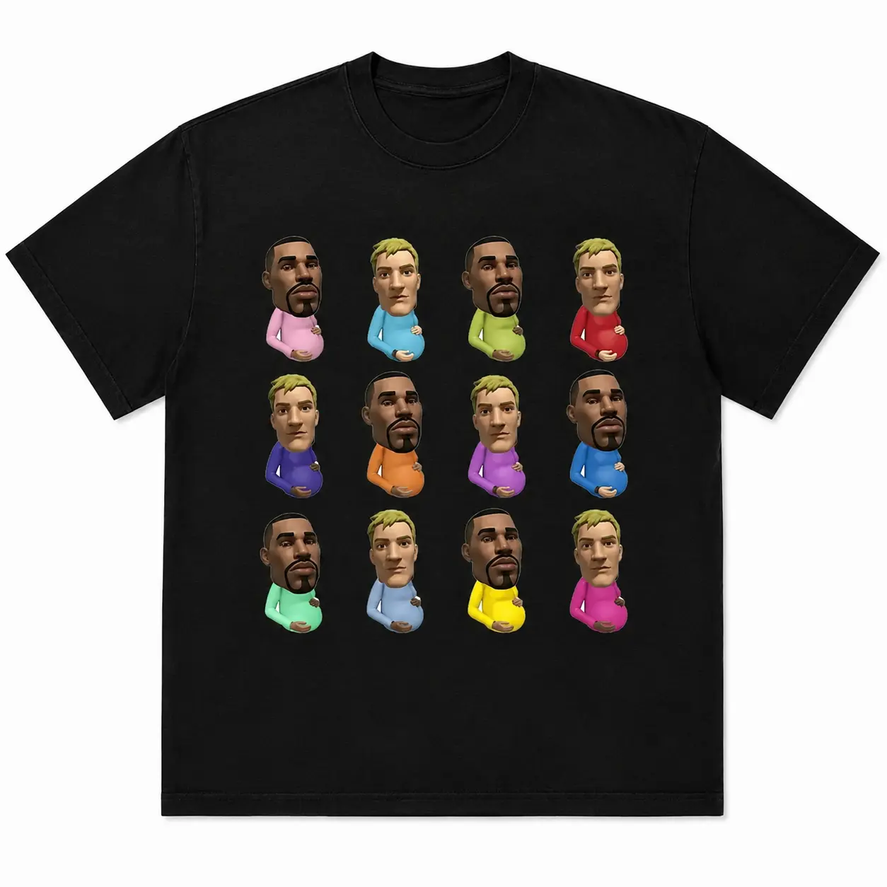 Men's Oversized Cotton Tshirt - Amusing Meme Face Graphic, Trendy Streetwear Cartoon Casual Clothes