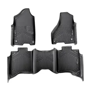 SKYSHALO Truck Floor Liners, Fits Dodge Ram 1500/2500/3500 1500 Classic 2013-2018/2019-2022(Crew Cab Only), Include 3 Front Second Row Mats, Weather-Resistant TPE Custom Fit Mats for Pickup, Black