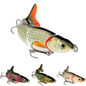 Fishing Lure  Bait Minow  Swimbait for Muskie Pike Bass Trout Fishing Tools Fishhook Outdoor Sports  6.4inch 5segment Lifelike Fish