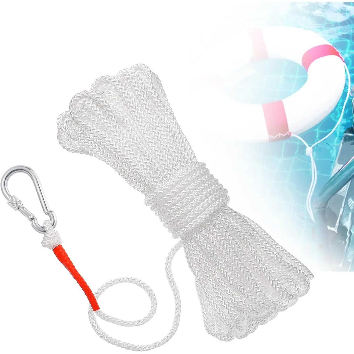 Water Floating Lifesaving Rope - Professional Throwing Pool Life Preserver Rope Line for Swimming Small Kayak Inflatable Boat