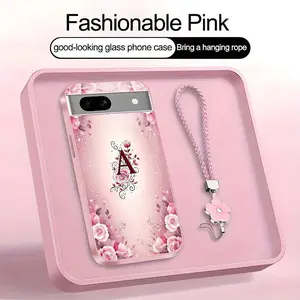 Suitable for [Google Pixel 7a] high-end women's phone case🤩，a beautiful four-leaf clover lanyard is included🍀，a free four-leaf clover lanyard is included, with 26 letters of the alphabet to choose from and  exquisite Rose flower patterns 952