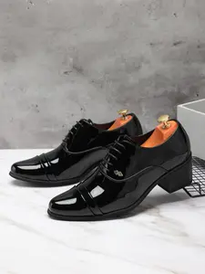 Men's Pointed Toe Formal High Heel Leather Shoes, Fashionable Bow Tie Dress Shoes for Weddings, Stylish Men's Party Shoes