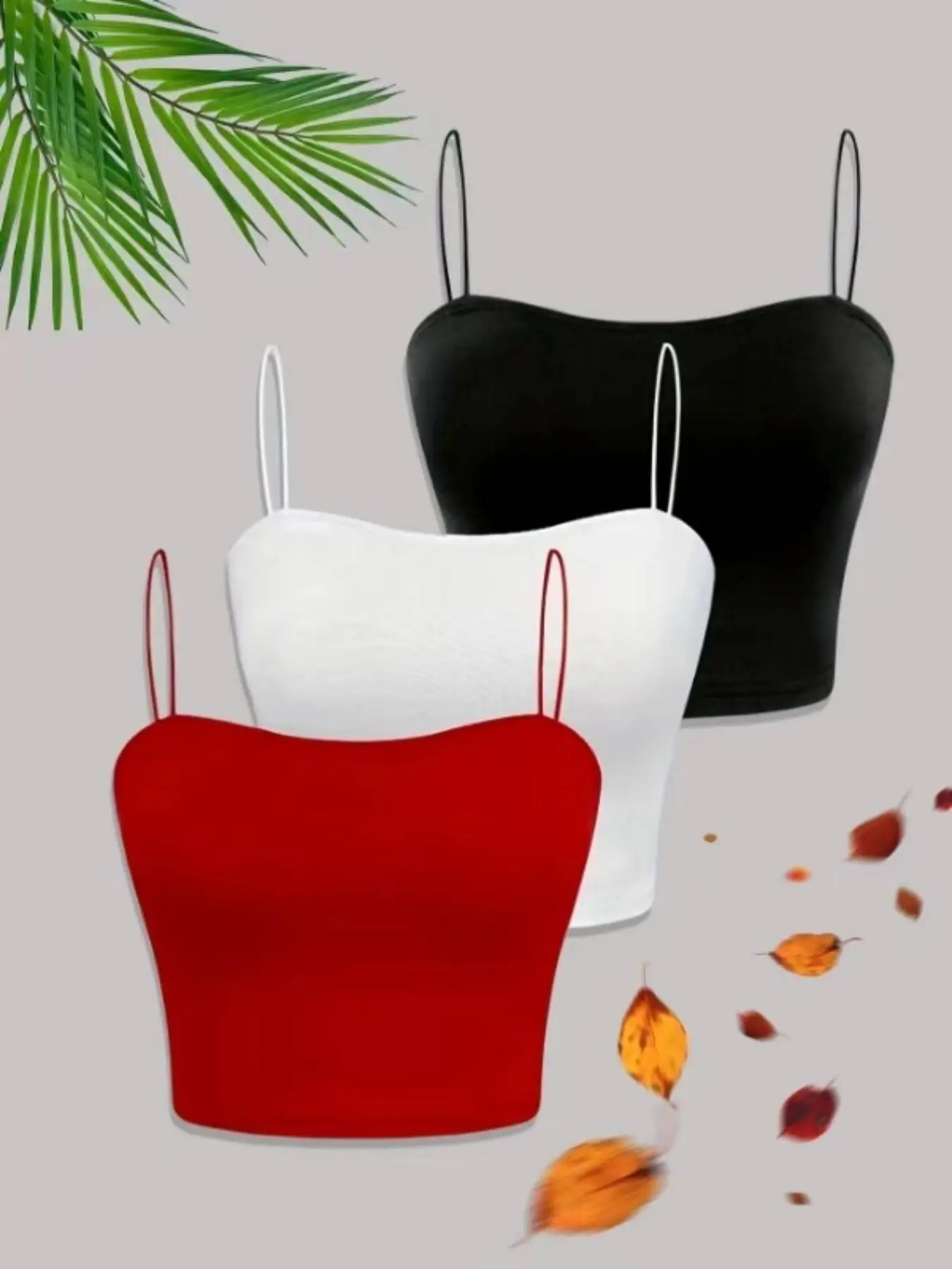 Women's Solid Color Basic Feminine Crop Cami Top, Braless Cami Tank, Casual Chic Sleeveless Spaghetti Strap Top for Summer, Ladies Clothes for Daily Wear, Spaghetti Tops, Fitted Tank Top, Camisole Tank Top, Womenswear