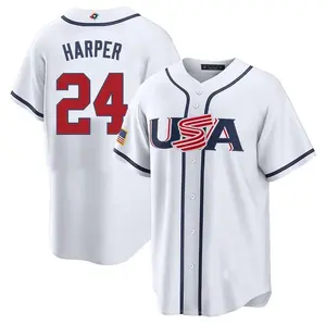 Men's #24 Bryce Harper USA 2026 World Baseball Classic Baseball Jersey
