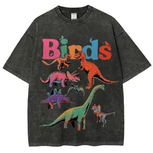 Valentine's Day Shirt Birds Unisex Vintage Washed T-shirt Whimsical Patterned Design for Men Women All Colors Sizes