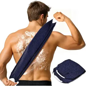 Exfoliating Washcloth Towel with Handle, Back Scrubber for Shower, Exfoliating Body Scrubber Exfoliator, Japanese Wash Cloth for Body Scrub, Bath Sponge Loofah Luffa Washer Exfoliator