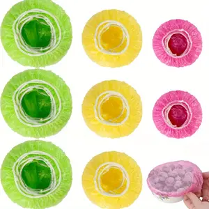 120PCS Dish Covers Bowl Covers Reusable Elastic Stretchable Fresh Keeping Bags Plastic Shower Caps Food Wraps for Family Outdoor Picnic (3 Size)