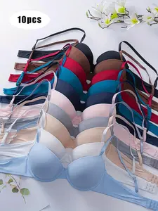 10 Pack Women's Underwear Underwire Casual Bras with Adjustable Buckles, Full Coverage & Maximum Support, Everyday Essentials for All Seasons, Soft Comfy Bra