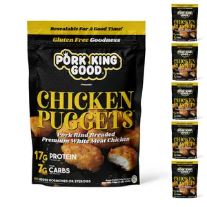 Pork King Good 6-PACK CASE Frozen Chicken Puggets (Pork Rind Breaded Chicken Nugget!) -  Gluten Free, 17g Protein, Low Carb, Pork Rind Breaded, Premium White Meat, Air Fryer & Oven Friendly, FROZEN ITEM - ONLY SHIPS ON MONDAYS & TUESDAYS