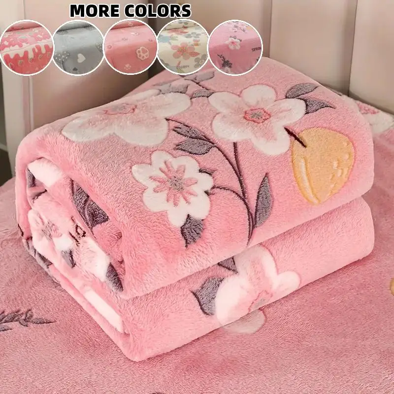 Flower Pattern Soft Blanket, 1 Count Casual Soft Throw Blanket, Multifunctional Nap Blanket for Home Office Camping Travel, Bedroom Decor, Travel Esse