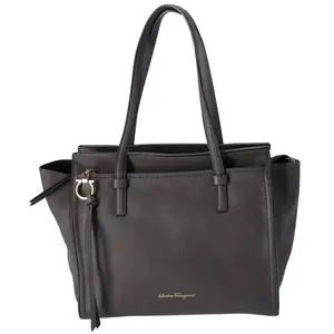 Pre-owned SALVATORE FERRAGAMO Leather Tote Bags Amy Medium Top Zip Shoulder Tote Bag Dark Gray