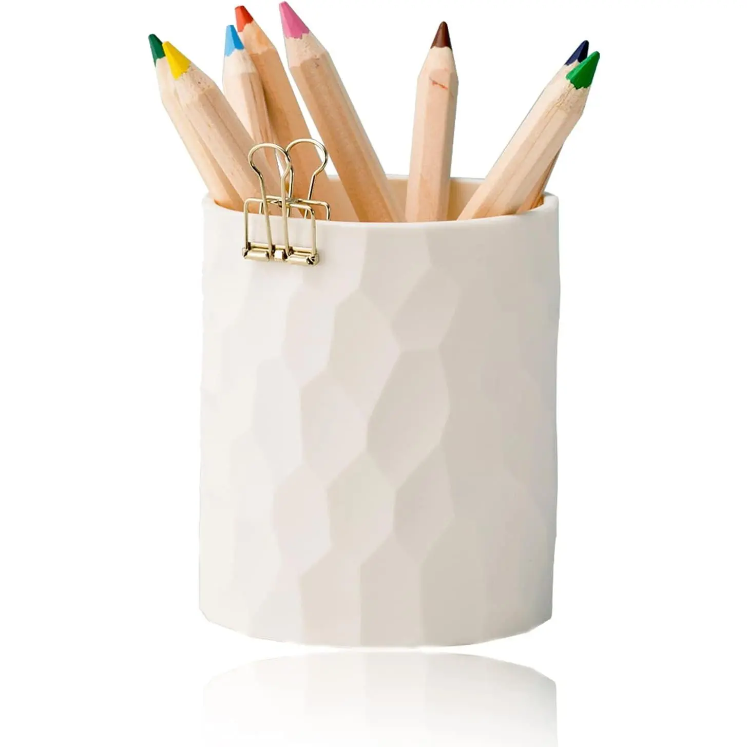 Nordic Minimalist Round Simple Pencil Holder for Desk White - Office Stationery Supplies, Multifunctional Desk Accessory, Stationary Organizer Holder for Office Use, Beige Makeup Organizer