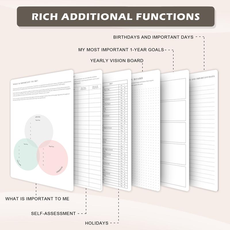 2026 Daily & Monthly Planner/Calendar, January 2026 - December 2026 Hardcover Planner Book With Monthly Tabs, Inner Pocket, Flexible Cover, A5 Compact Size (8.4"x5.7"), Perfect For Women & Men