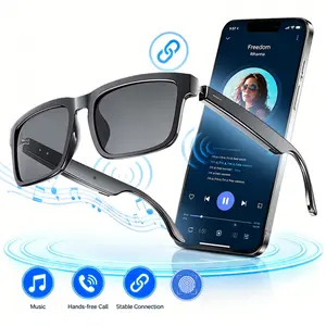 Smart Bluetooth Audio Glasses with Open Ear Speakers and Built in Microphone for Hands Free Calling, Voice Assistant, Anti UV Sunglasses with Touch Control for Running, Driving and Outdoor Activities