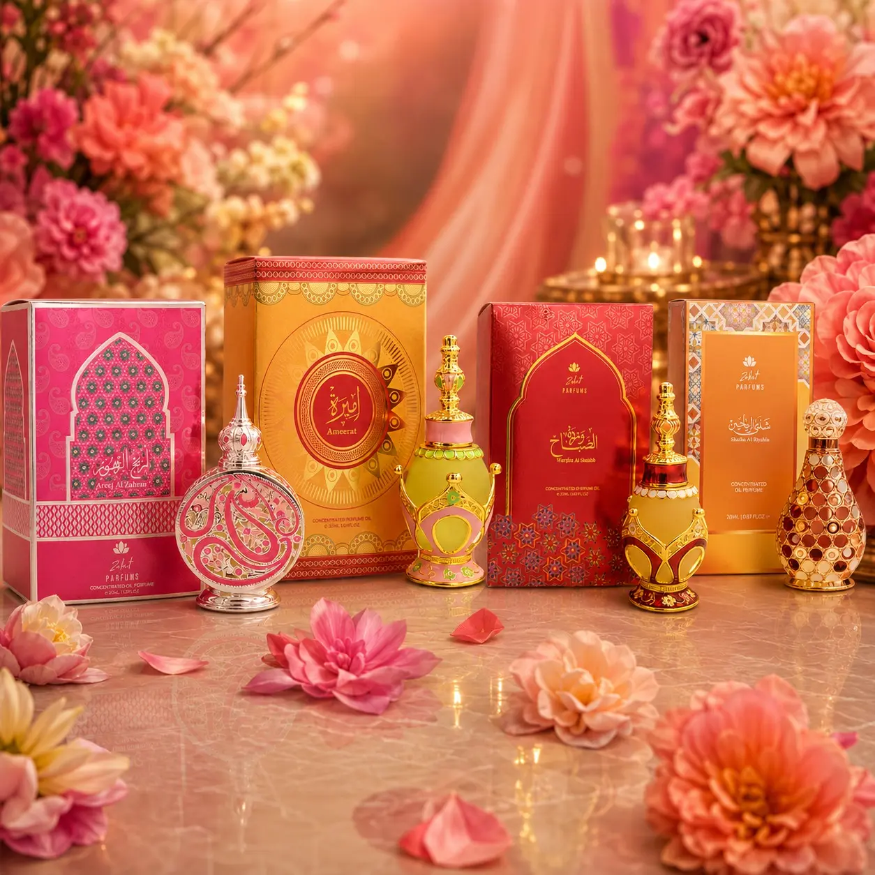 Oudlash Bundle | Wardat Al Sabah + Shatha Al Riyahin + Ameerat Pure + Areej Al Zohour | Pure Concentrated Oil | Unisex | 20 ML | Citrus - Fruity & Aromatic Notes