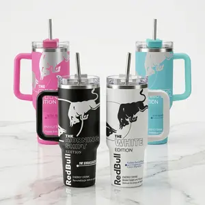 Rd Bull White&Night Edition Tumbler With Handle - Energy Tumbler for Extreme Sports Athlete - 20oz/40oz Insulated Travel Mug With Straw Lid Portable Water Bottles Drinkware