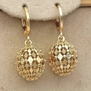 Hollow Out Ball Shape Drop Earrings Elegant Copper Drop Earrings Sweet Ear Jewelry Decoration Ear Buckle  Gold Plated Small Hoop Earrings Set huge  nose  pierced  ring  girl gold hoop