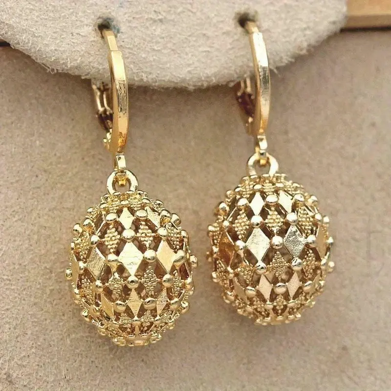 Hollow Out Ball Shape Drop Earrings Elegant Copper Drop Earrings Sweet Ear Jewelry Decoration Ear Buckle  Gold Plated Small Hoop Earrings Set huge  nose  pierced  ring  girl gold hoop