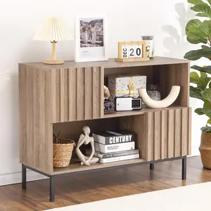 【GARVEE】Entryway Table, Modern Farmhouse Buffet Storage Cabinet, Console Table Behind Couch Table with Display Shelf and Metal Legs, Accent Cabinet for Living Room Hallway