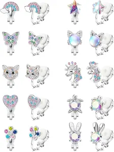 Cute Clip on Earrings for Girls Women Hypoallergenic - Clip On Earrings for Non Pierced Multicolored Heart Butterfly Flower Clip Earrings Sets