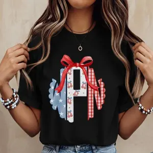 Patriotic Mix Monogram Comfort Colors T-Shirt 'NLB'