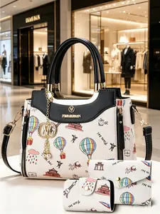 New Cute Cartoon Multicolor Print Durable Handbag, Adorable Versatile Candy Color Women's Daily Commuter Bag, Single Shoulder Crossbody Chain Bag Large Capacity Backpack, Fashionable Crossbody Bag