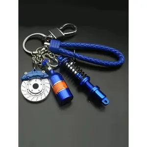 Creative Metal Keychain, Punk, Turbo Gear Wheel Hub, Brake Disc, Caliper, Car Keychain Pendant, Personalized Outdoor Car Accessory Keychain, Car Nitrogen Pendant Keychain Modification Simulation Gift Keychain Pendant,summervibes