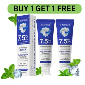 BUY 1 GET 1 FREE-Beamach Hydroxyapatite Toothpaste 7.5% for Enamel Repair & Teeth Whitening Refreshing Flavor Fluoride-Free 4.23oz Gentle Formula for Sensitive Teeth Care