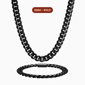 JAXXON - Cuban Set 8mm - Box Clasp - Black