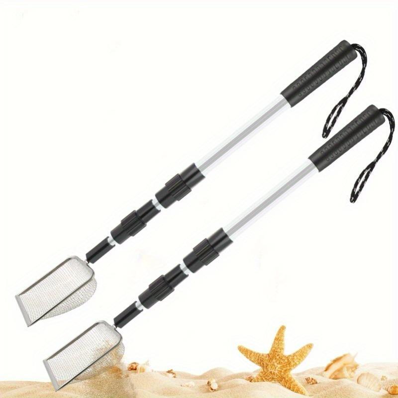 Retractable Stainless Steel 2pcs Set of Beach Sieves - Suitable for Beach Treasure Hunting, Picking up Shells, Conch Shells, Beach Grooming - Also Can be Used as a Cat Litter Shovel