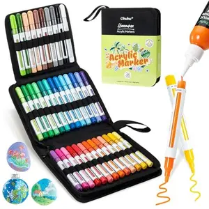 Ohuhu Acrylic Paint Markers: 36 Colors - Refillable - Acrylic Markers High Opacity Paint Markers Waterproof Lightfast for Rock Painting Easter Eggs 3D Prints Wood Glass Ceramic Canvas - Hanauma Series of Ohuhu