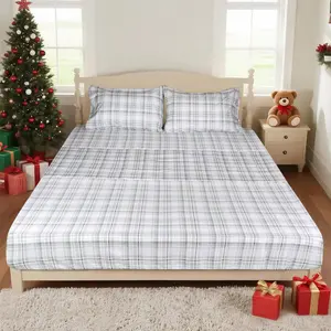 100% Cotton Christmas Sheet Set Queen Size, Christmas, 3PC Set, Breathable Bed Sheet for Hot Sleeper and Night Sweats, Deep Up to 16 Inches