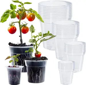 36 Pack 4/5/6/7 Inch Clear  Pots for ,  Pots with Drainage Holes, Transparent Seedling Pots for Seed Starters Planter Flower