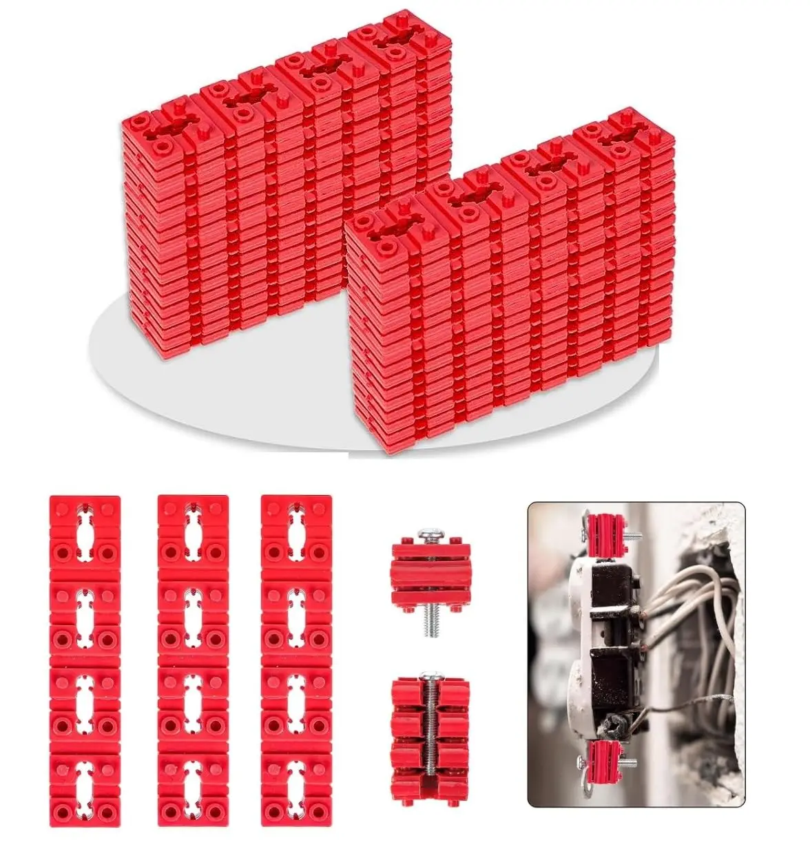 100PCS Electrical Outlet Spacers – Switch & Receptacle Shims for Electrical Box Extenders, Red