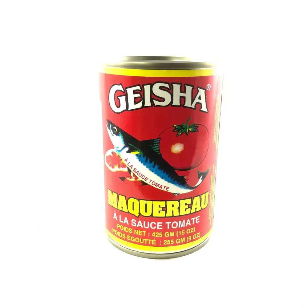 Geisha Tinned Mackerel in Tomato Sauce - High Protein, Ambient Ready-to-Eat Pantry Food, Instant Lunch Tinned Fish for Pasta, Rice Meals with Rich Seasonings, Bold Flavor
