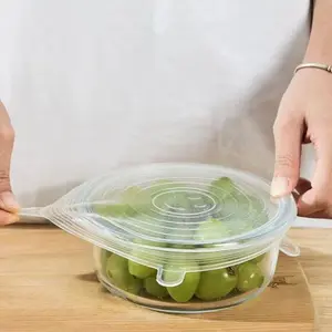 6pcs Food Grade Silicone Lids, Leak-Proof Reusable Bowl Covers, Easy Clean Storage Tops, Trendy Design for Leftovers & Containers